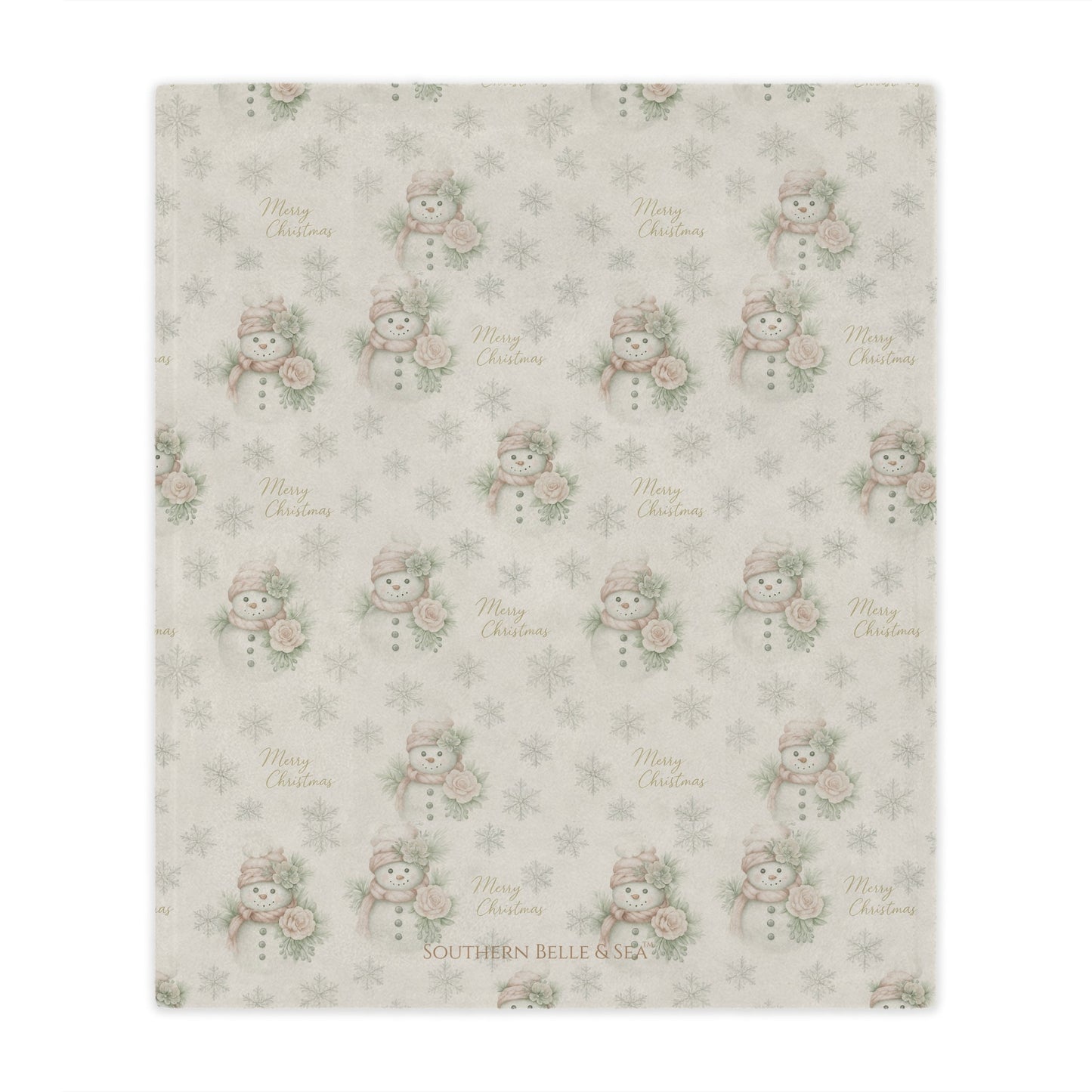 Vintage Snowman & Snowflakes Minky Blanket (30” × 40”) — Snowman Christmas Collection | Southern Belle & Sea™ - Southern Belle & Sea