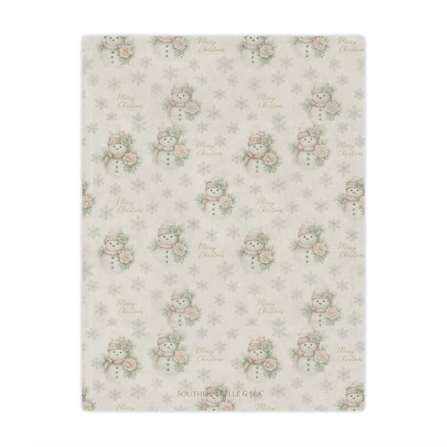 Vintage Snowman & Snowflakes Minky Blanket (30” × 40”) — Snowman Christmas Collection | Southern Belle & Sea™ - Southern Belle & Sea