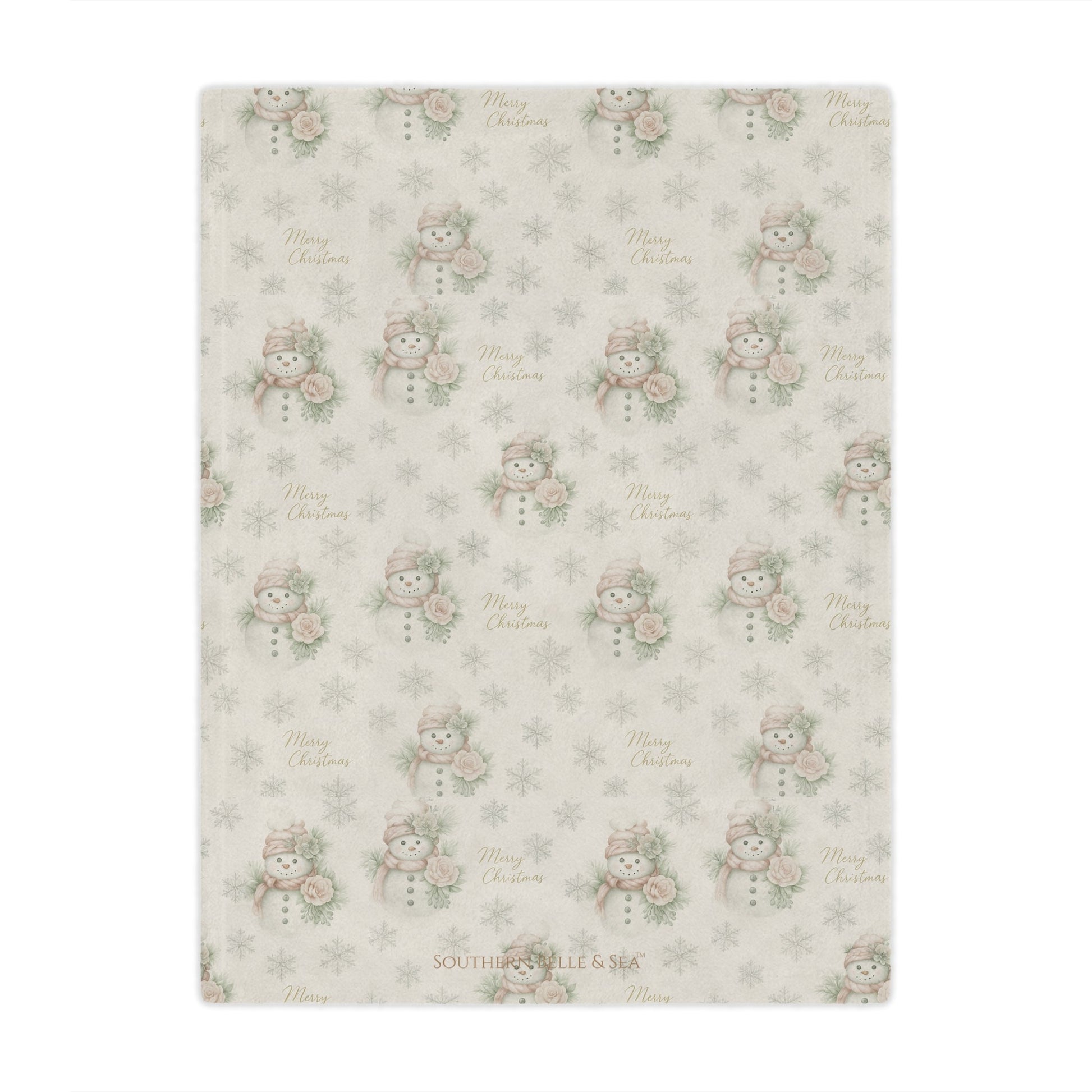 Vintage Snowman & Snowflakes Minky Blanket (30” × 40”) — Snowman Christmas Collection | Southern Belle & Sea™ - Southern Belle & Sea