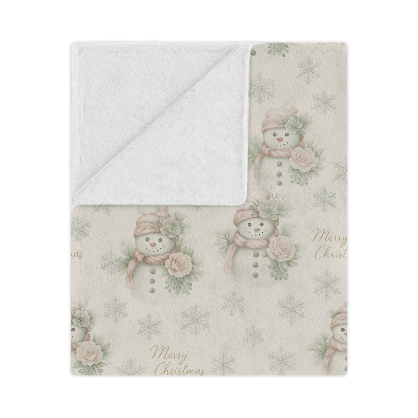 Vintage Snowman & Snowflakes Minky Blanket (30” × 40”) — Snowman Christmas Collection | Southern Belle & Sea™ - Southern Belle & Sea
