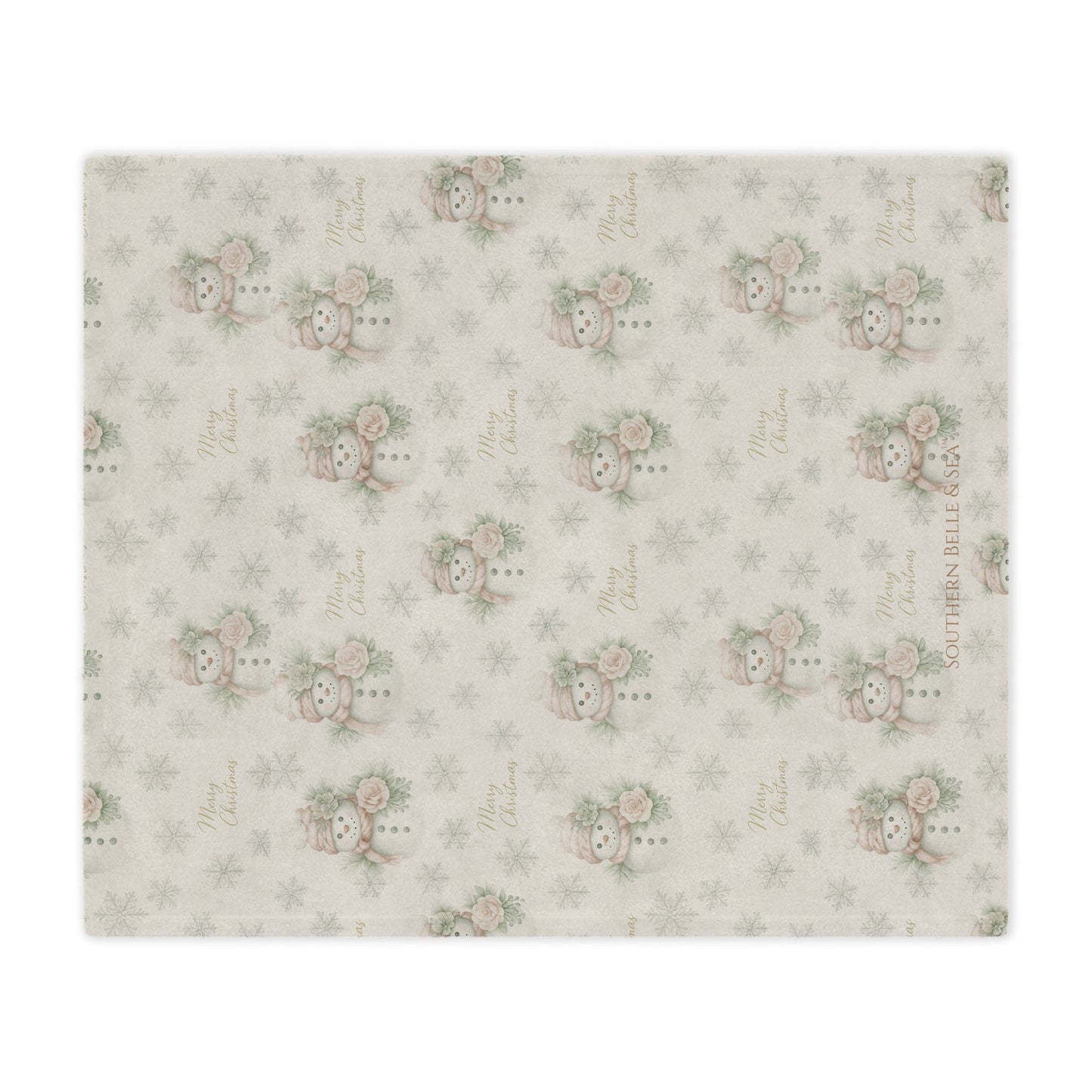 Vintage Snowman & Snowflakes Minky Blanket (30” × 40”) — Snowman Christmas Collection | Southern Belle & Sea™ - Southern Belle & Sea