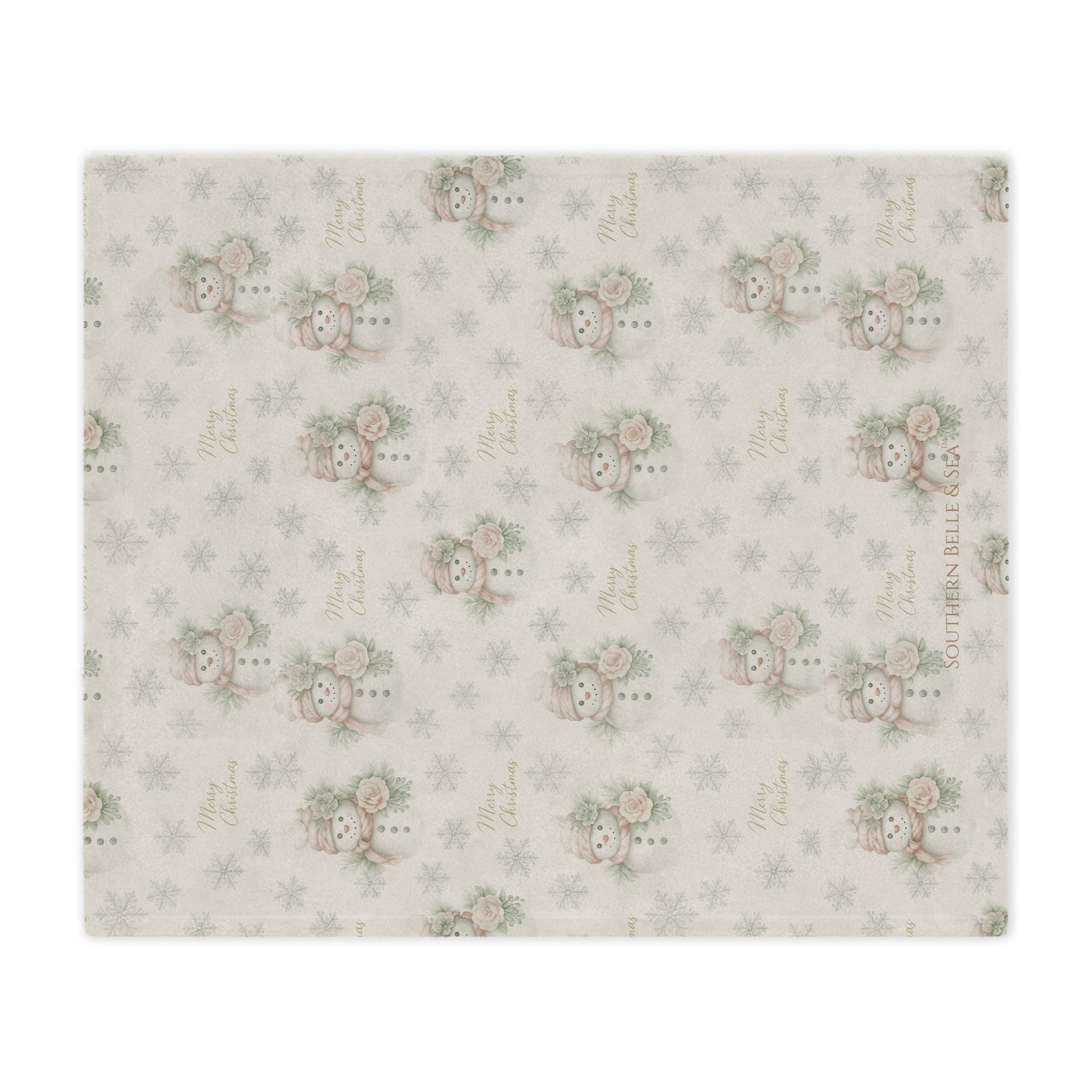 Vintage Snowman & Snowflakes Minky Blanket (30” × 40”) — Snowman Christmas Collection | Southern Belle & Sea™ - Southern Belle & Sea