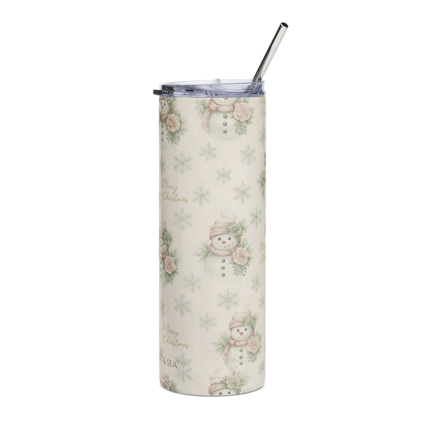 Vintage Snowman & Snowflakes Tumbler 20oz — Snowman Christmas Collection | Southern Belle & Sea™ - Southern Belle & Sea