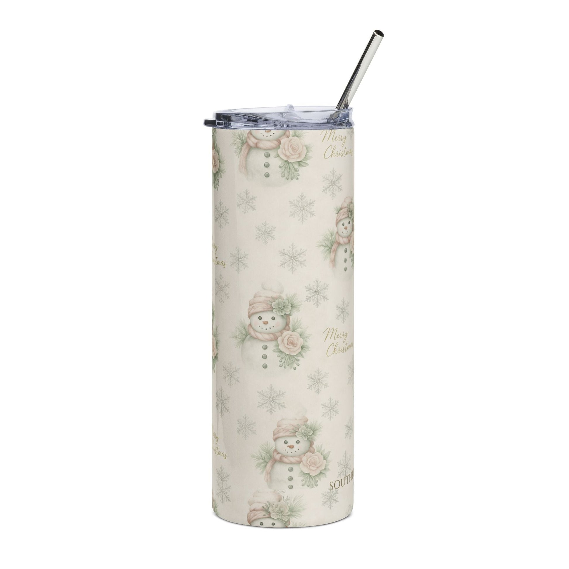 Vintage Snowman & Snowflakes Tumbler 20oz — Snowman Christmas Collection | Southern Belle & Sea™ - Southern Belle & Sea