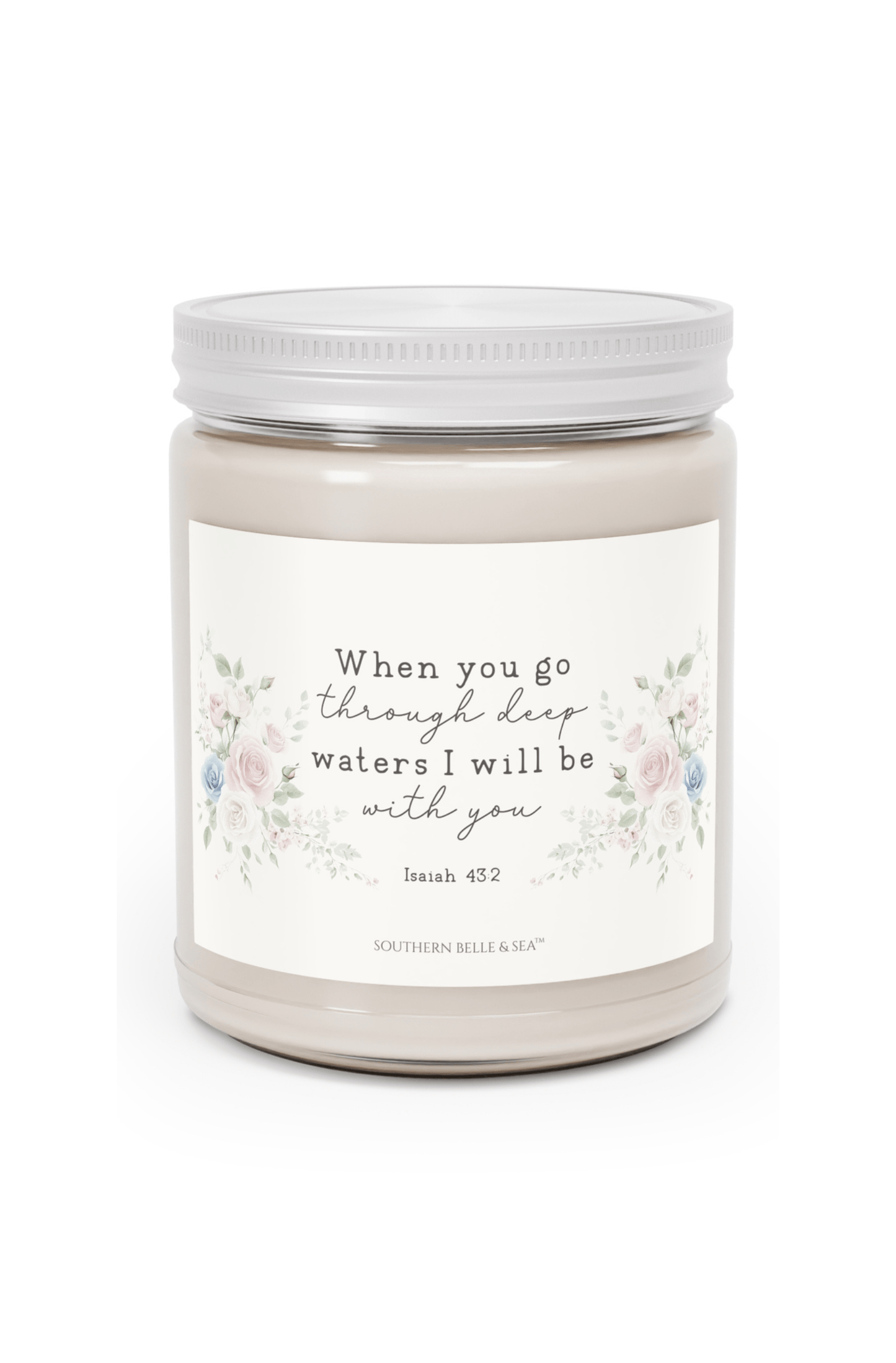 When You Go Through Dark Waters” Signature Soy Candle (9oz Glass Jar, Eco Cotton Wick) | Southern Belle & Sea™ - Southern Belle & Sea