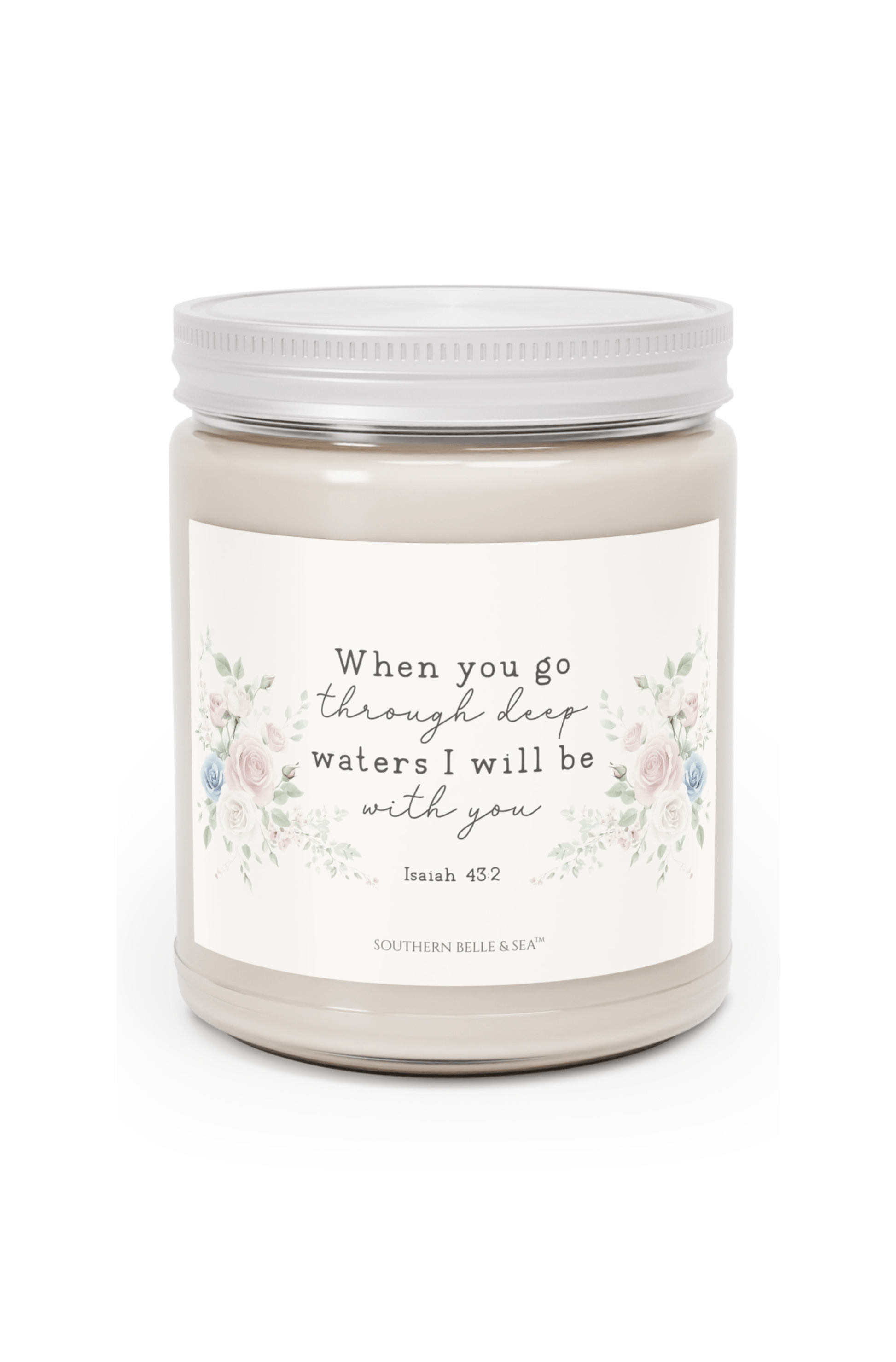 When You Go Through Dark Waters” Signature Soy Candle (9oz Glass Jar, Eco Cotton Wick) | Southern Belle & Sea™ - Southern Belle & Sea