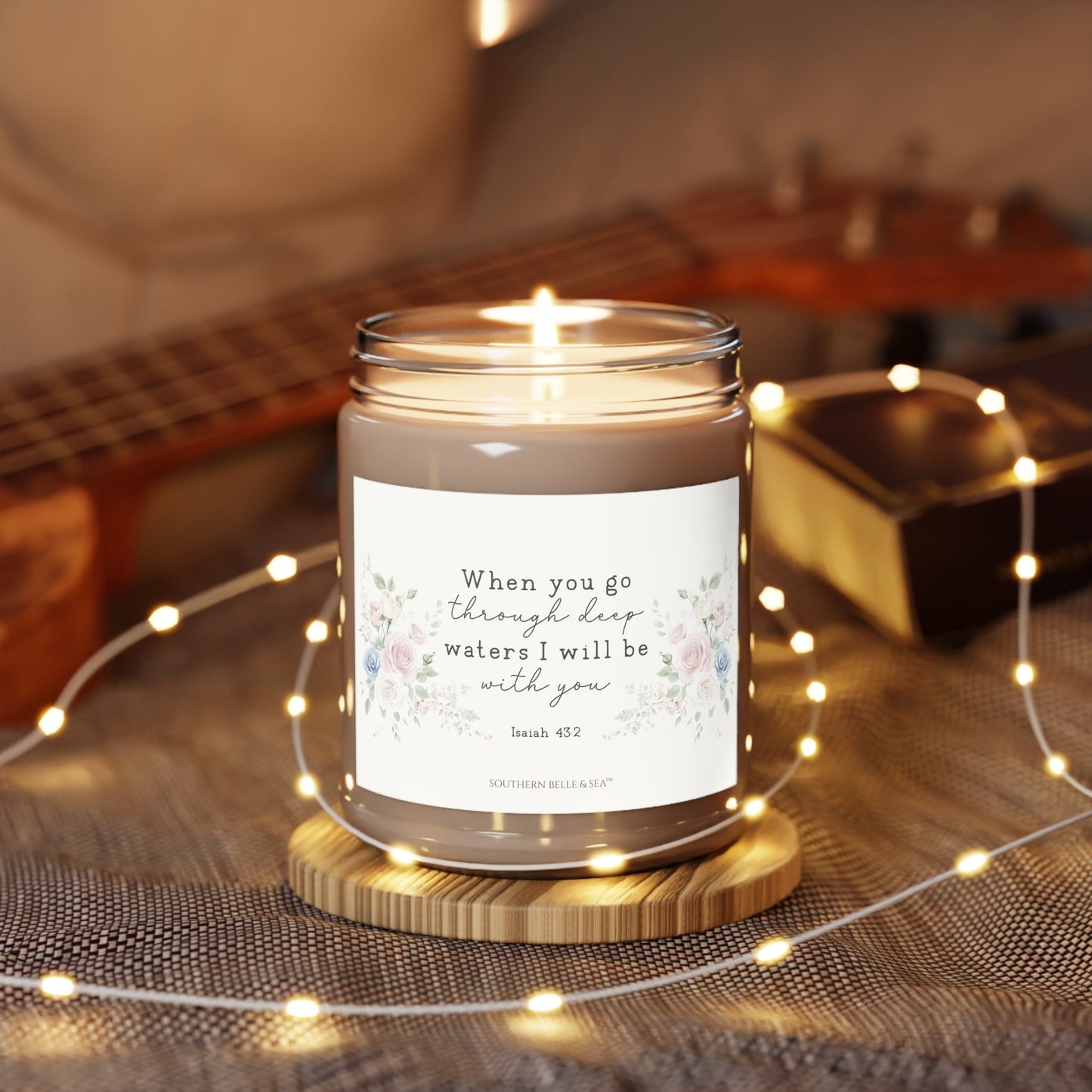 When You Go Through Dark Waters” Signature Soy Candle (9oz Glass Jar, Eco Cotton Wick) | Southern Belle & Sea™ - Southern Belle & Sea