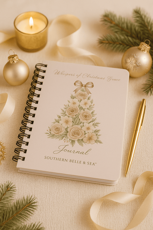 Whispers of Grace — Christmas Prayer Journal (Pink Floral Tree) | Southern Belle &amp; Sea™ - Southern Belle & Sea