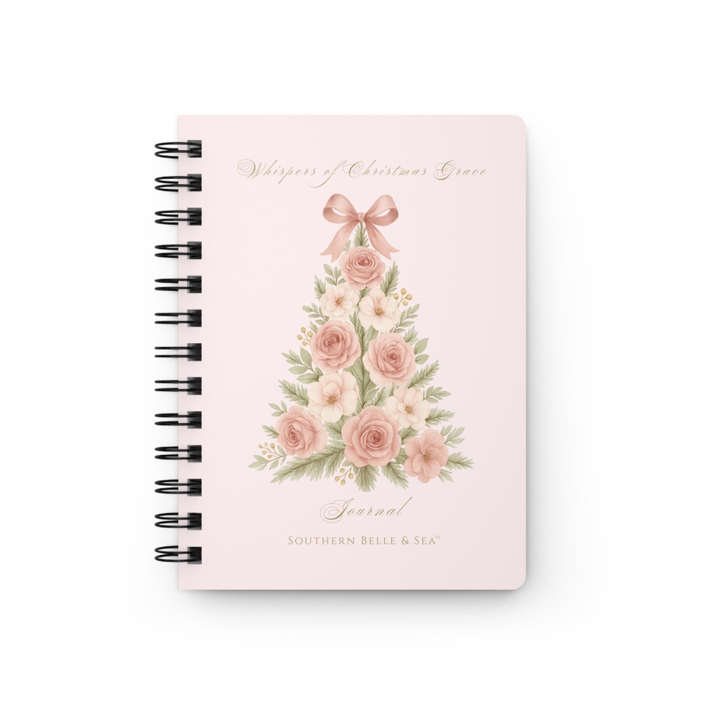 Whispers of Grace — Christmas Prayer Journal (Pink Floral Tree) | Southern Belle &amp; Sea™ - Southern Belle & Sea