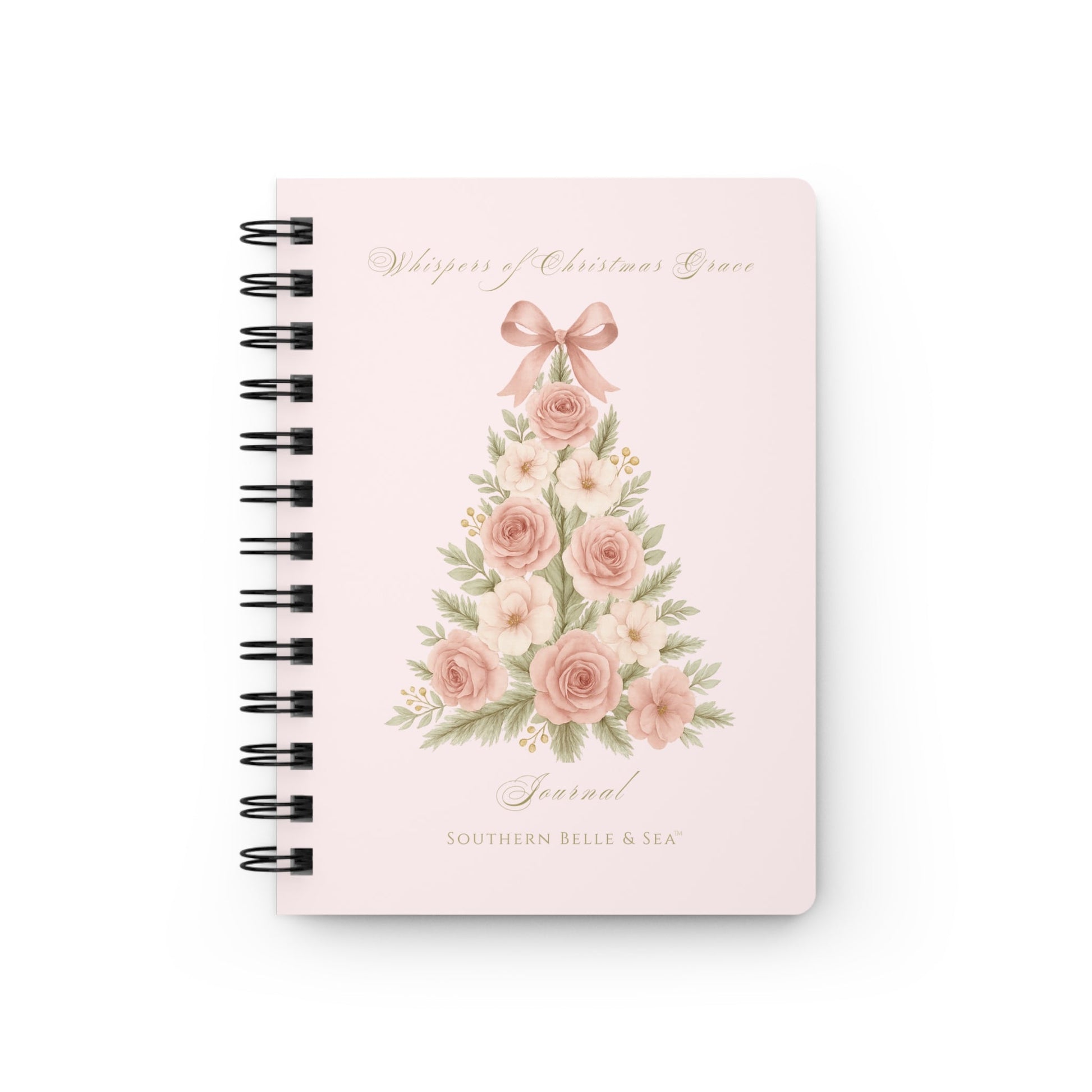 Whispers of Grace — Christmas Prayer Journal (Pink Floral Tree) | Southern Belle &amp; Sea™ - Southern Belle & Sea