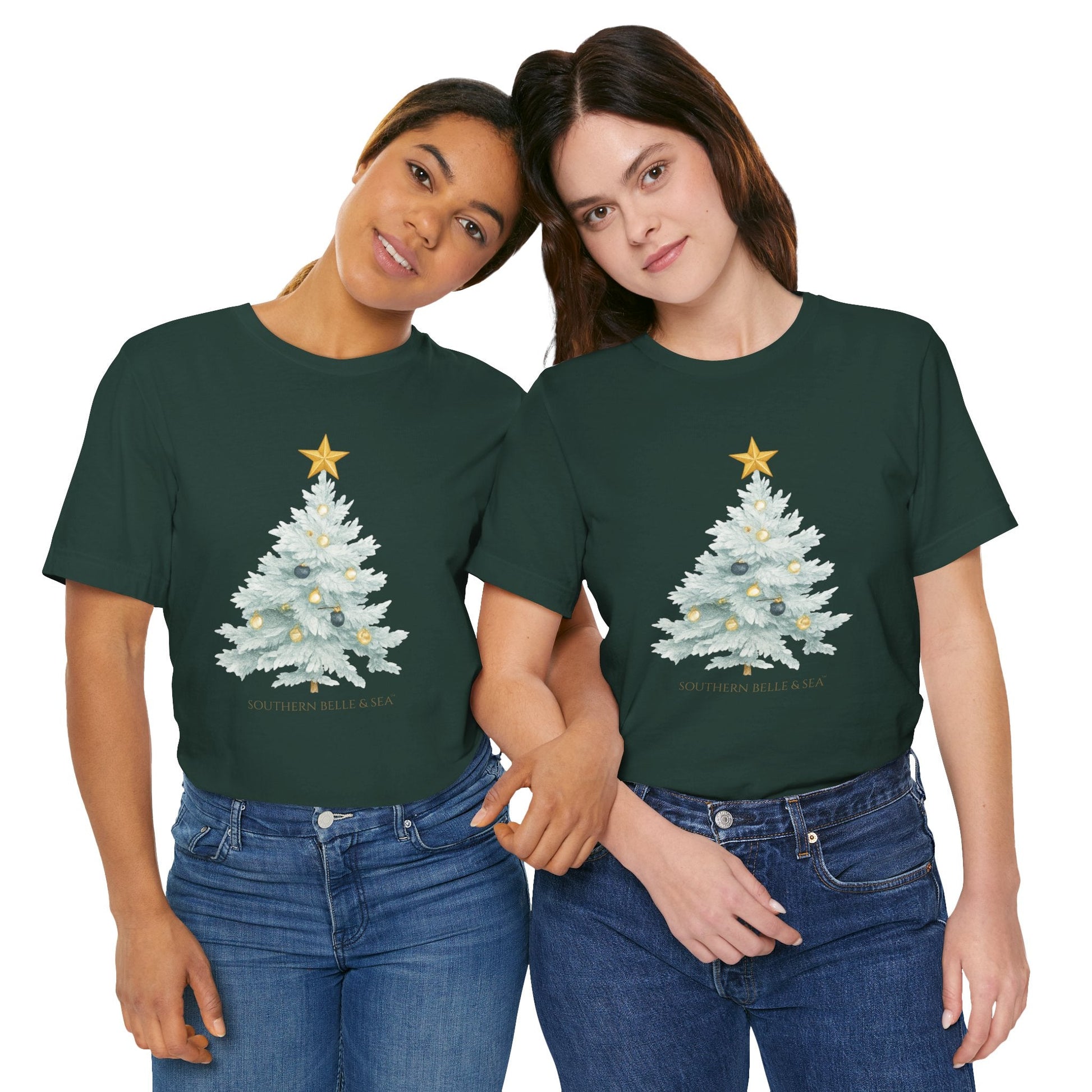 White Christmas Tree Tee (Forest, Red, Navy) | Southern Belle & Sea™ - Southern Belle & Sea