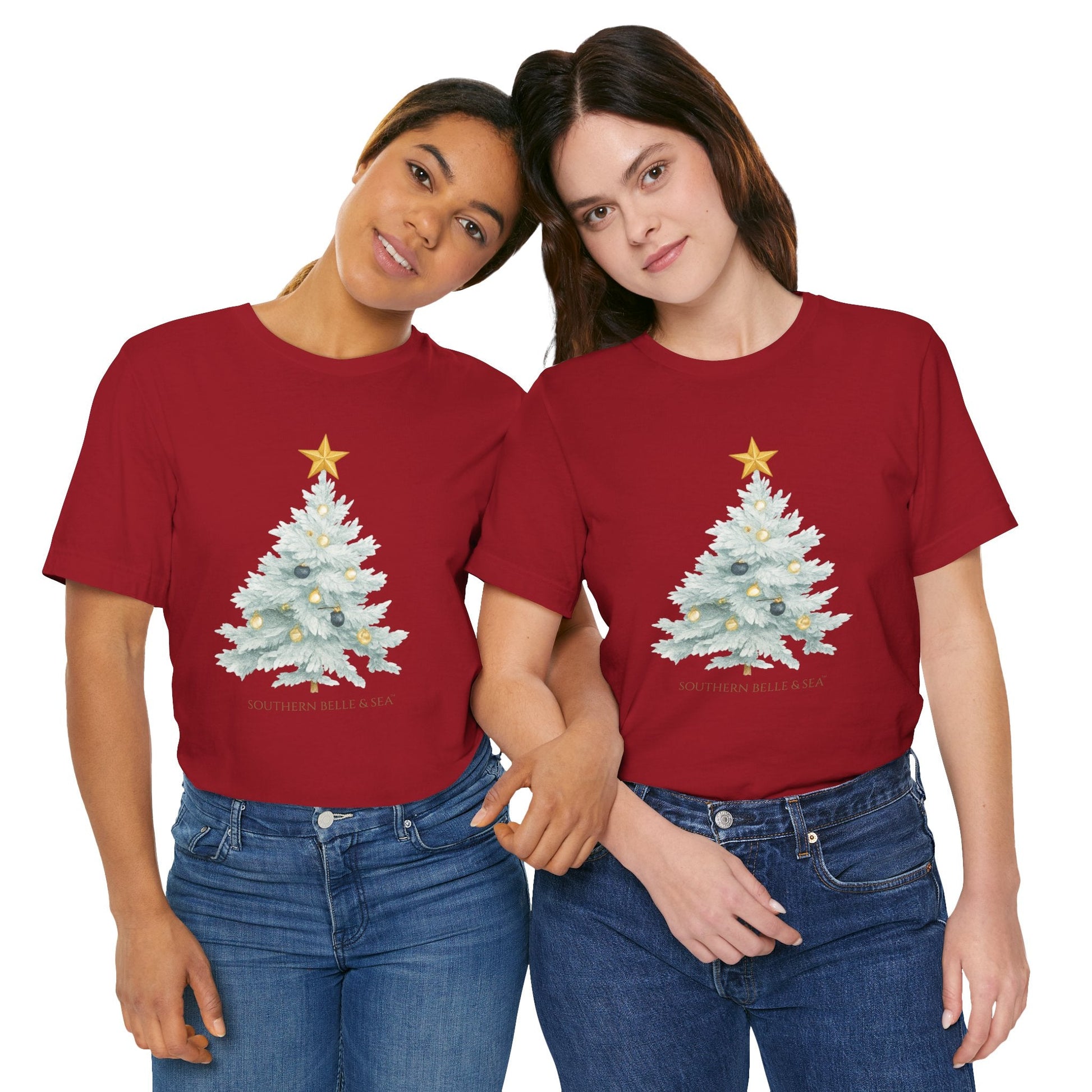White Christmas Tree Tee (Forest, Red, Navy) | Southern Belle & Sea™ - Southern Belle & Sea