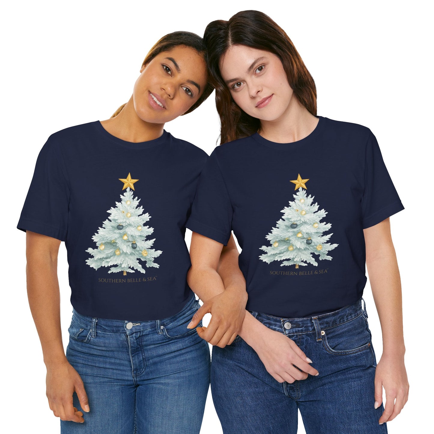 White Christmas Tree Tee (Forest, Red, Navy) | Southern Belle & Sea™ - Southern Belle & Sea