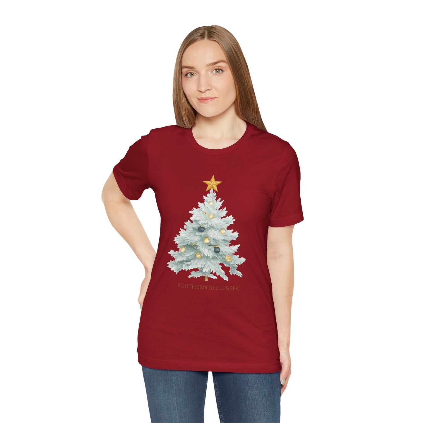 White Christmas Tree Tee (Forest, Red, Navy) | Southern Belle & Sea™ - Southern Belle & Sea