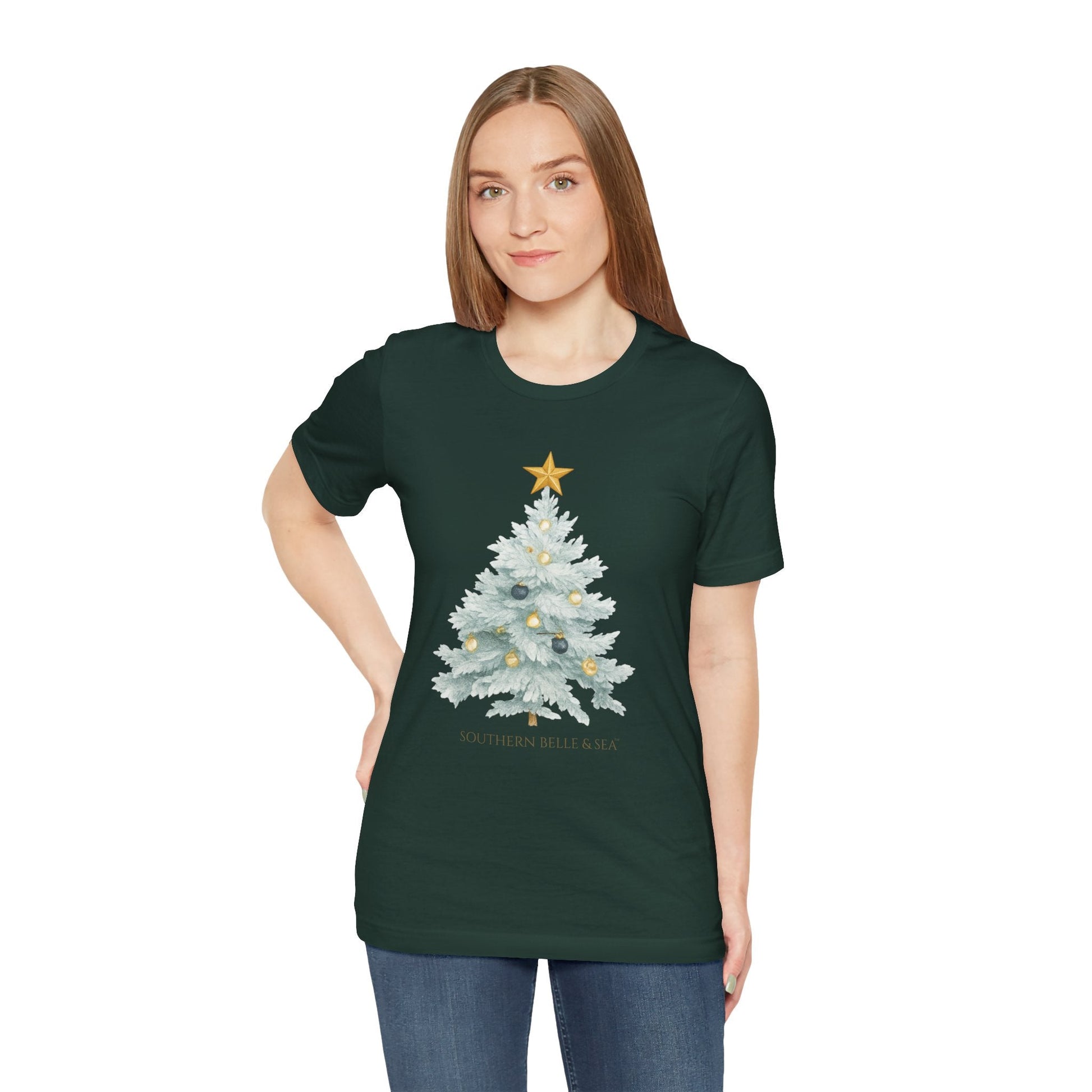 White Christmas Tree Tee (Forest, Red, Navy) | Southern Belle & Sea™ - Southern Belle & Sea